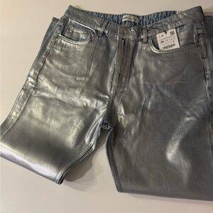 Zara Silver Metallic Women Jeans